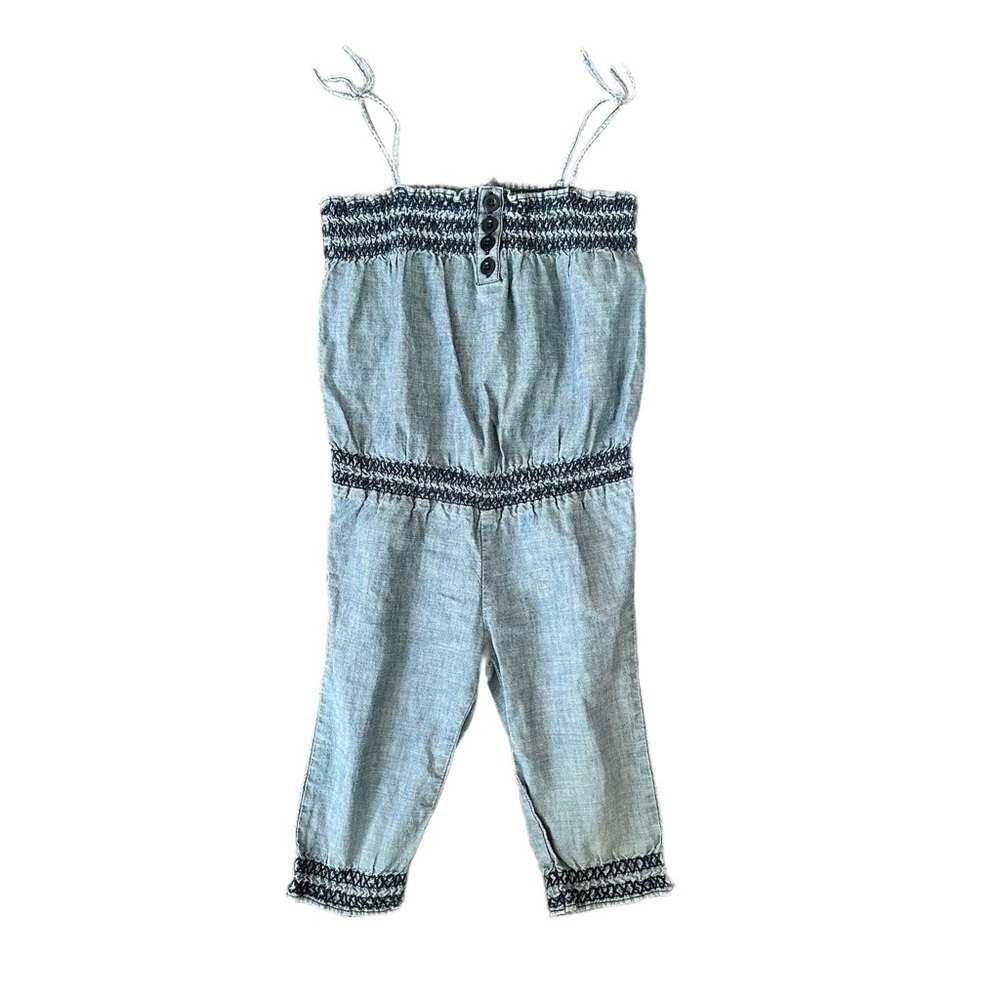 Baby Gap Chambray and ruched jumper romper Size 3T